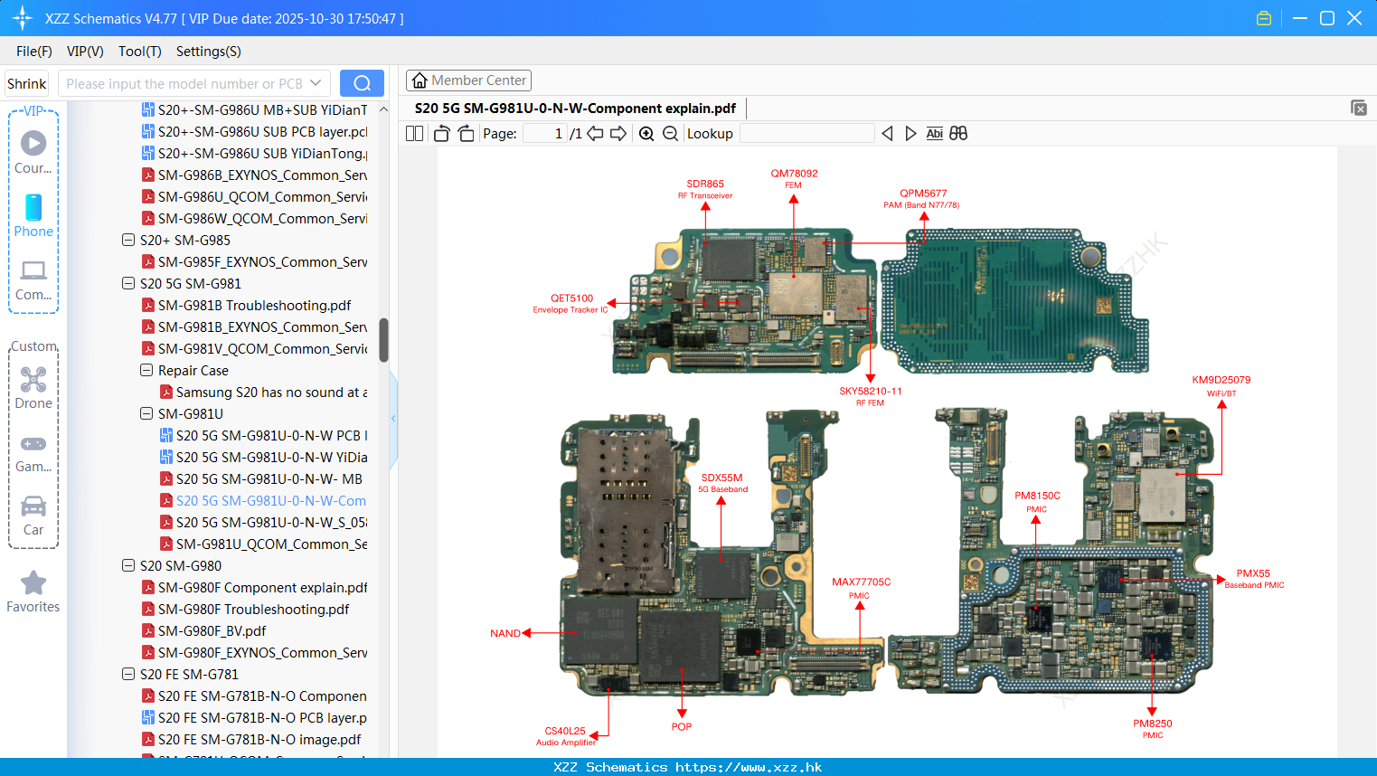 Samsung S20 5G SM-G981U-0-N-W-Component Explain